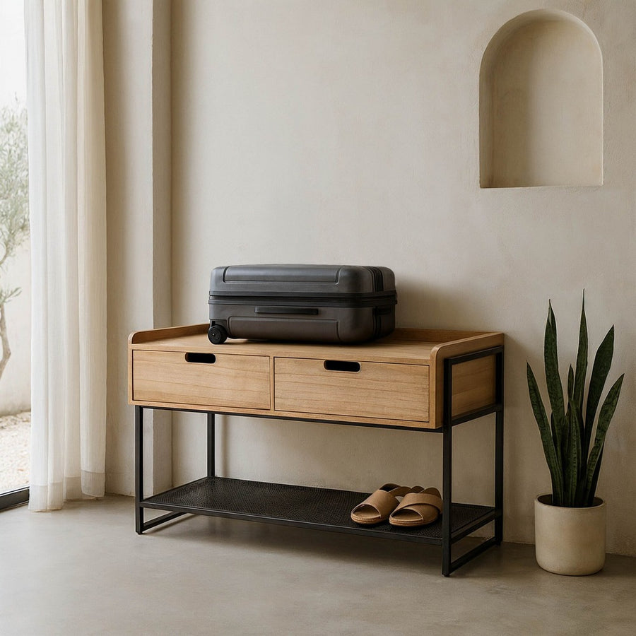 DRAWER UNIT NATURAL-BLACK MDF-METAL 100 X 48 X 56.50 CM
