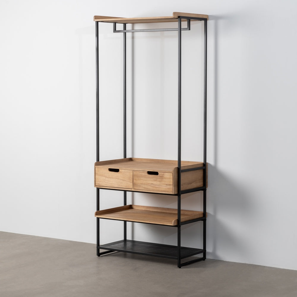 MUEBLE VESTIDOR NATURAL-NEGRO DM-METAL 80 X 48 X 192,50 CM