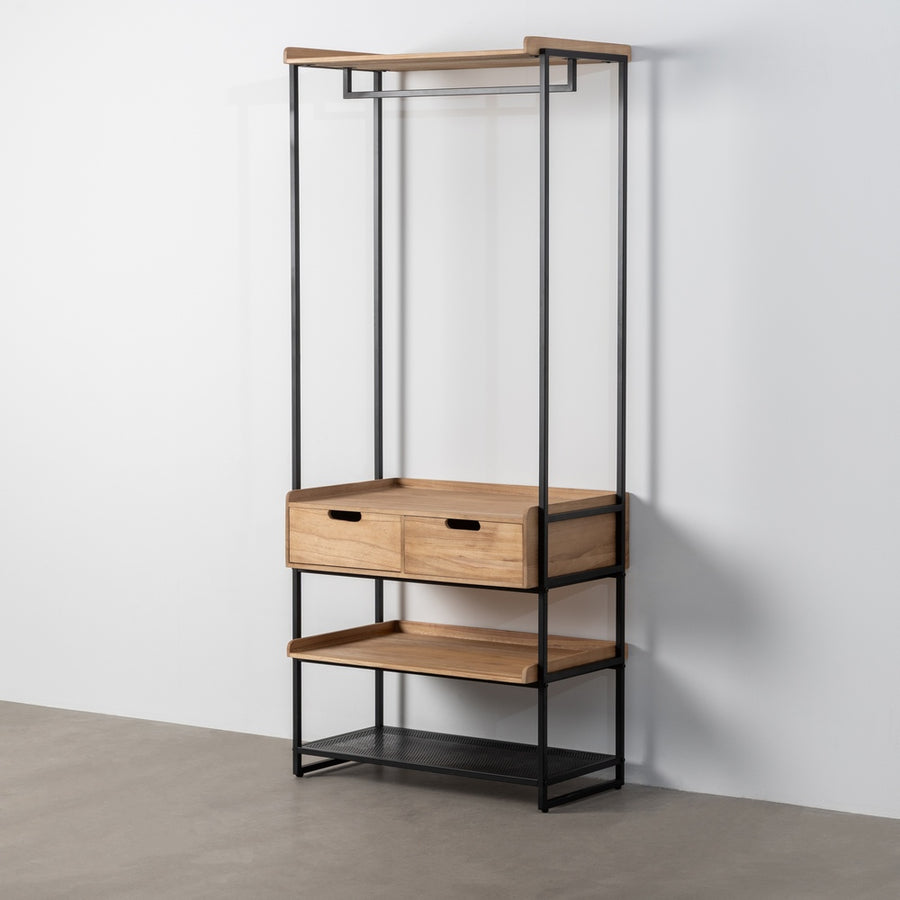 MUEBLE VESTIDOR NATURAL-NEGRO DM-METAL 80 X 48 X 192,50 CM