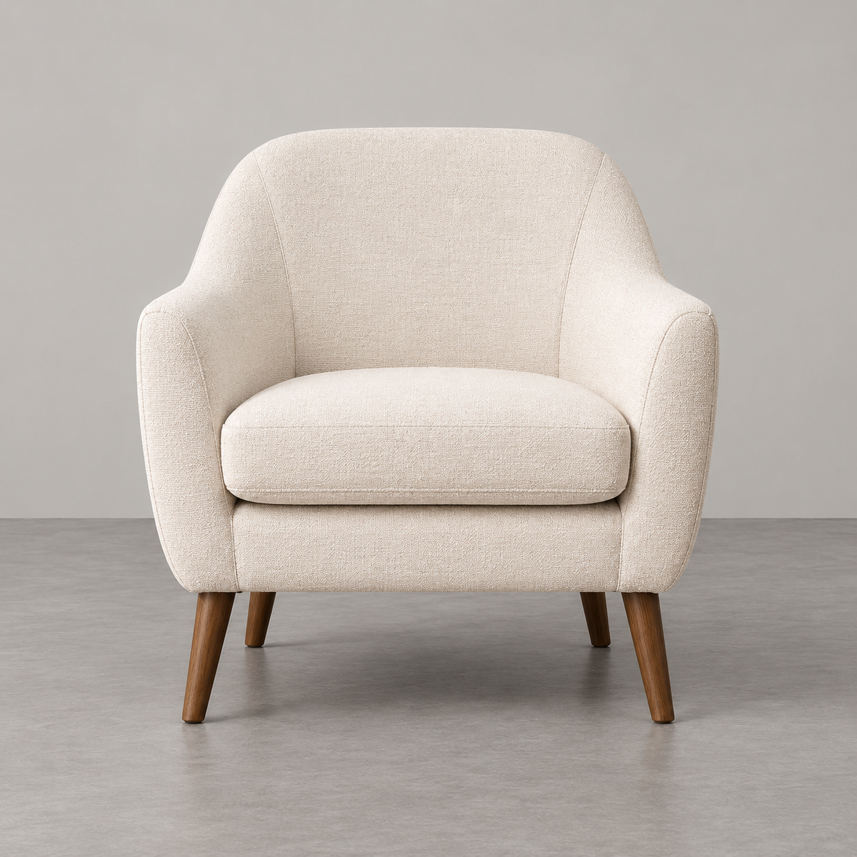 Sillón blanco tejido-madera — vista frontal