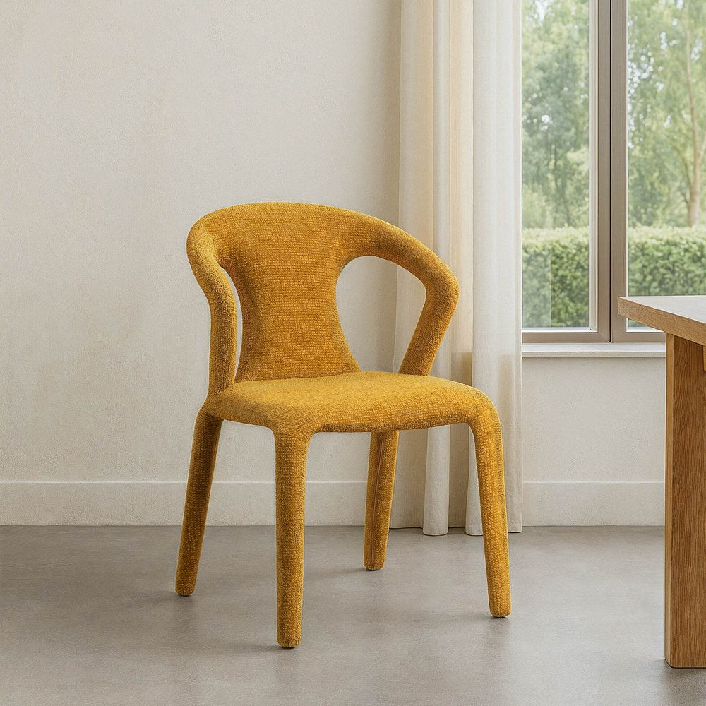 SILLA JASPEADO MOSTAZA TEJIDO SALÓN 52,50 X 59 X 79 CM