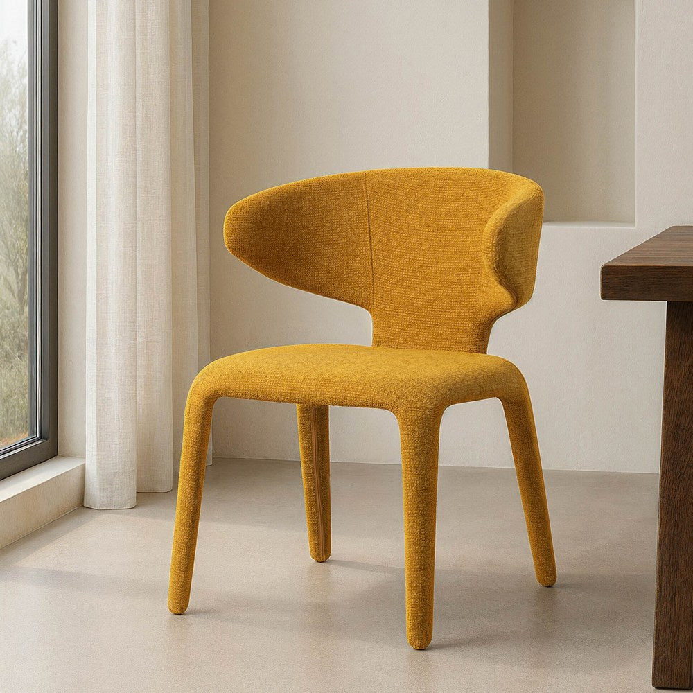 MUSTARD MARBLED FABRIC LIVING ROOM CHAIR 58 X 60 X 81 CM