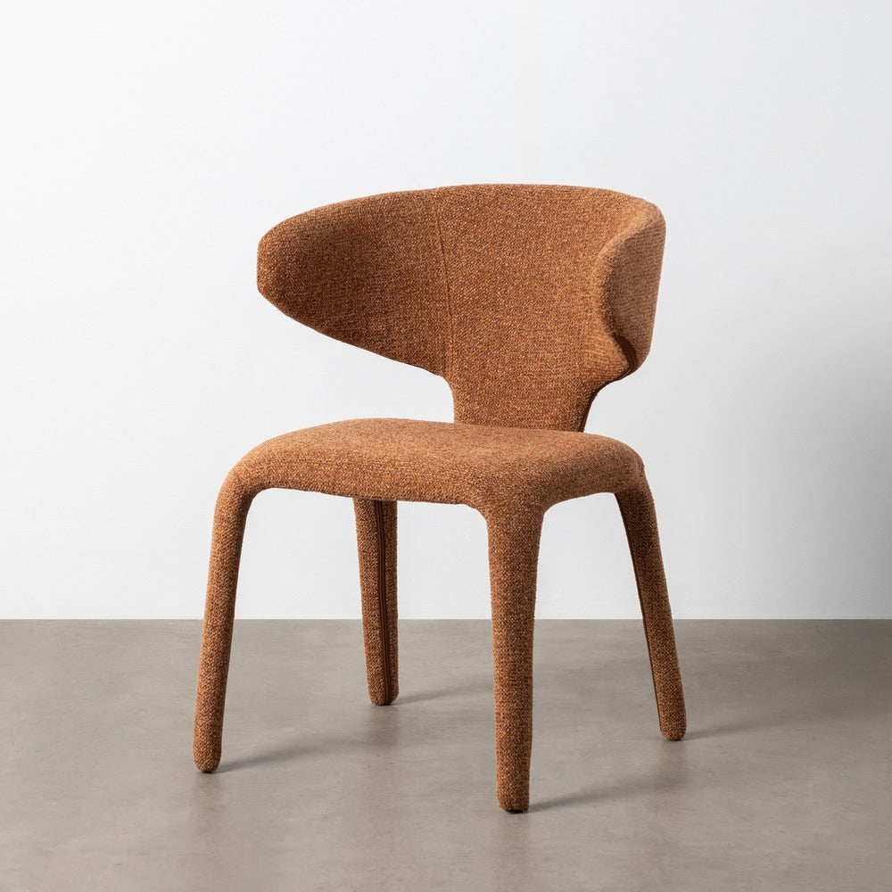 SPECKLED BROWN FABRIC LOUNGE CHAIR 58 X 60 X 81 CM