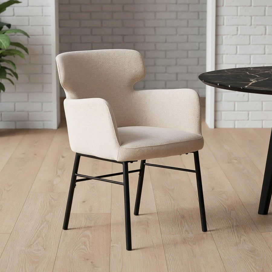SILLA CREMA TEJIDO-METAL SALÓN 59,50 X 62,50 X 86 CM