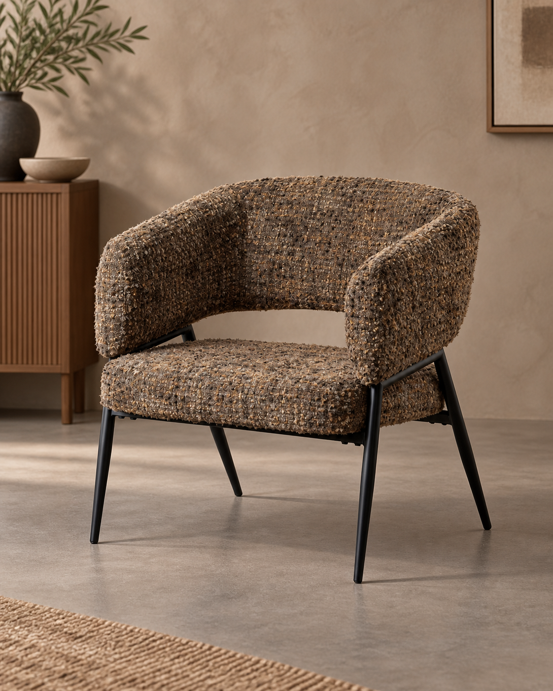SILLÓN JASPEADO MARRÓN vista 3/4