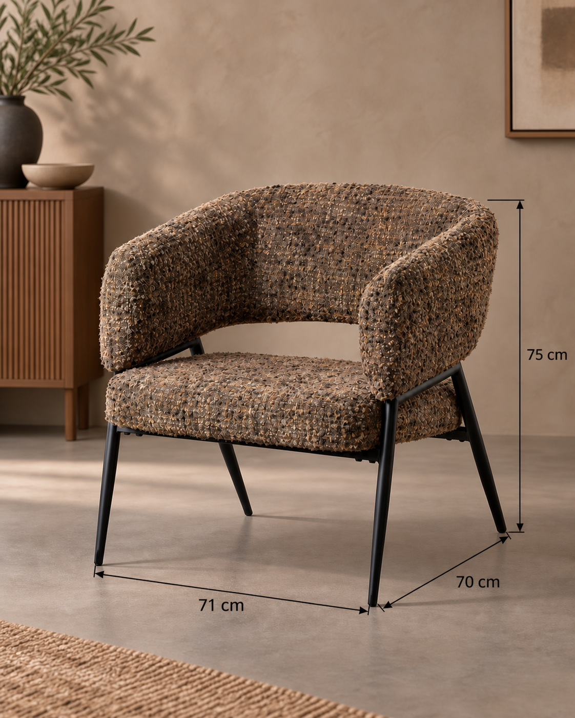 Ficha de medidas SILLÓN JASPEADO MARRÓN