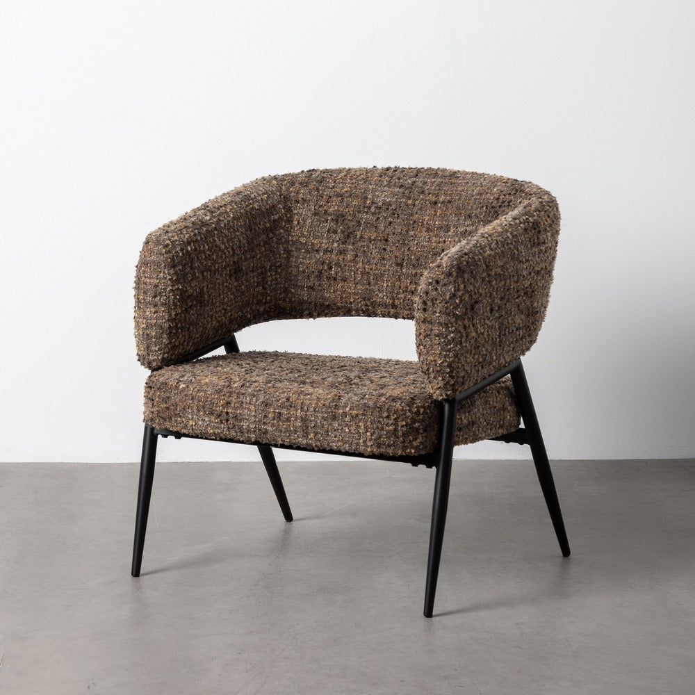 SILLÓN JASPEADO MARRÓN TEJIDO-METAL 71 X 70 X 75 CM
