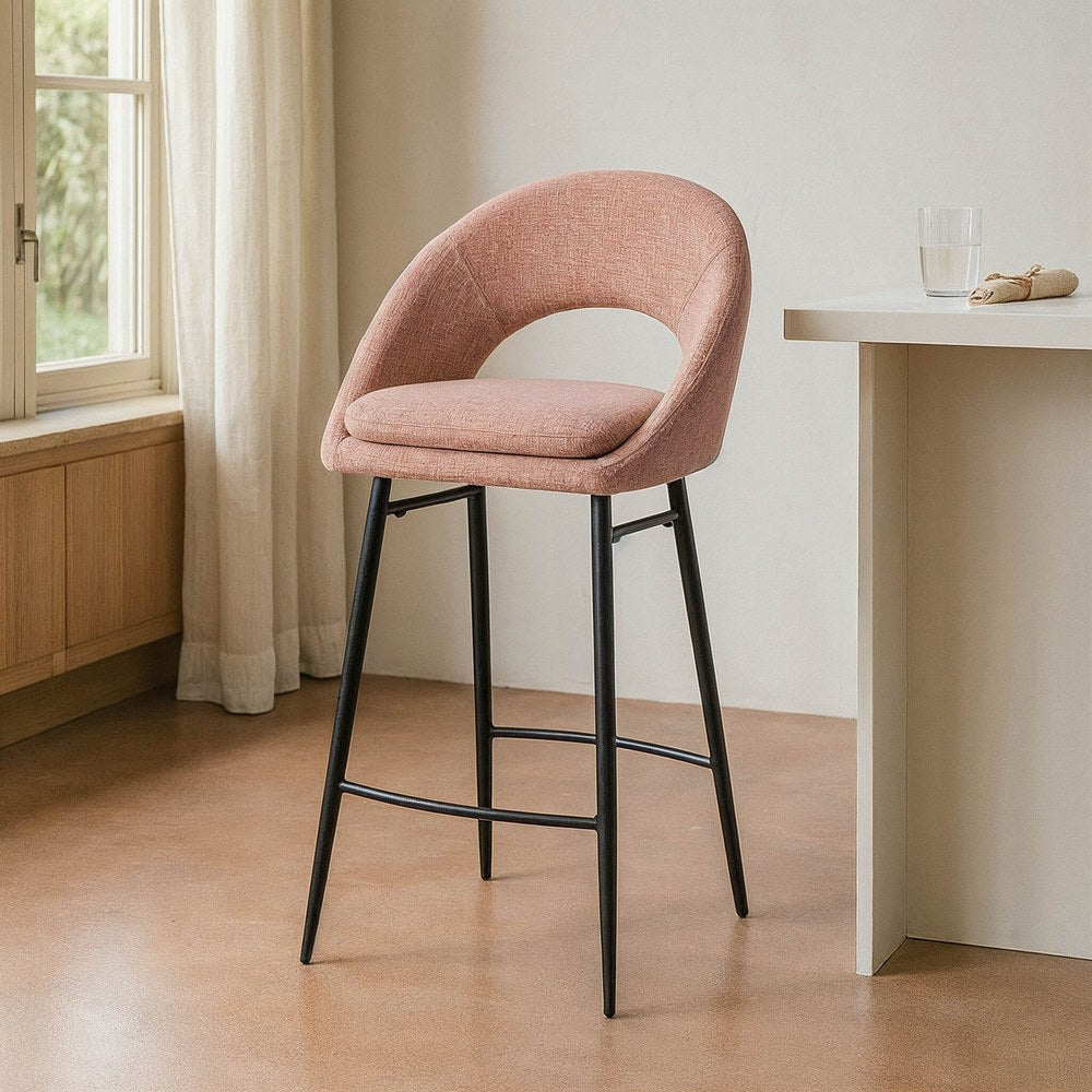 TABURETE ROSA TEJIDO-METAL CONTRACT 53 X 48 X 100 CM