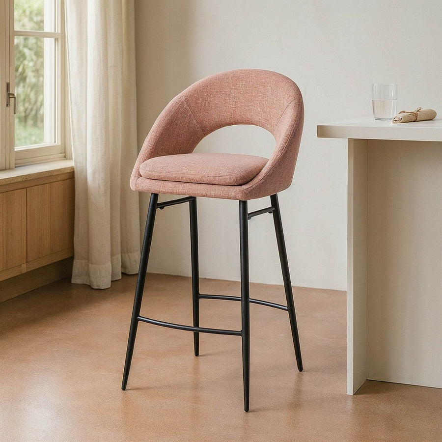 TABURETE ROSA TEJIDO-METAL CONTRACT 53 X 48 X 100 CM
