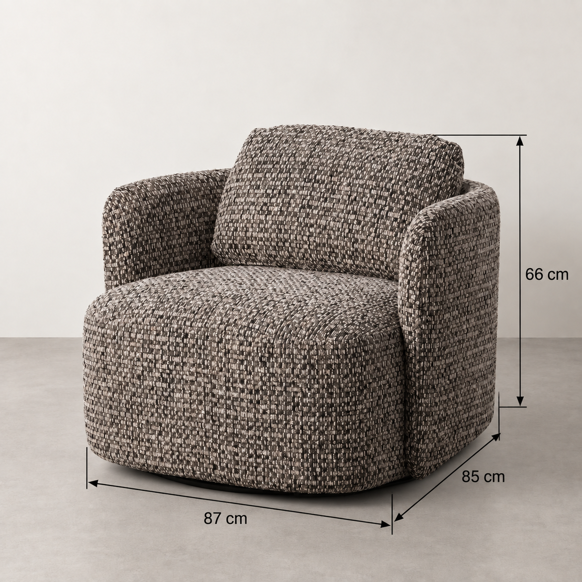 SILLÓN GIRATORIO NEGRO — FICHA DE MEDIDAS