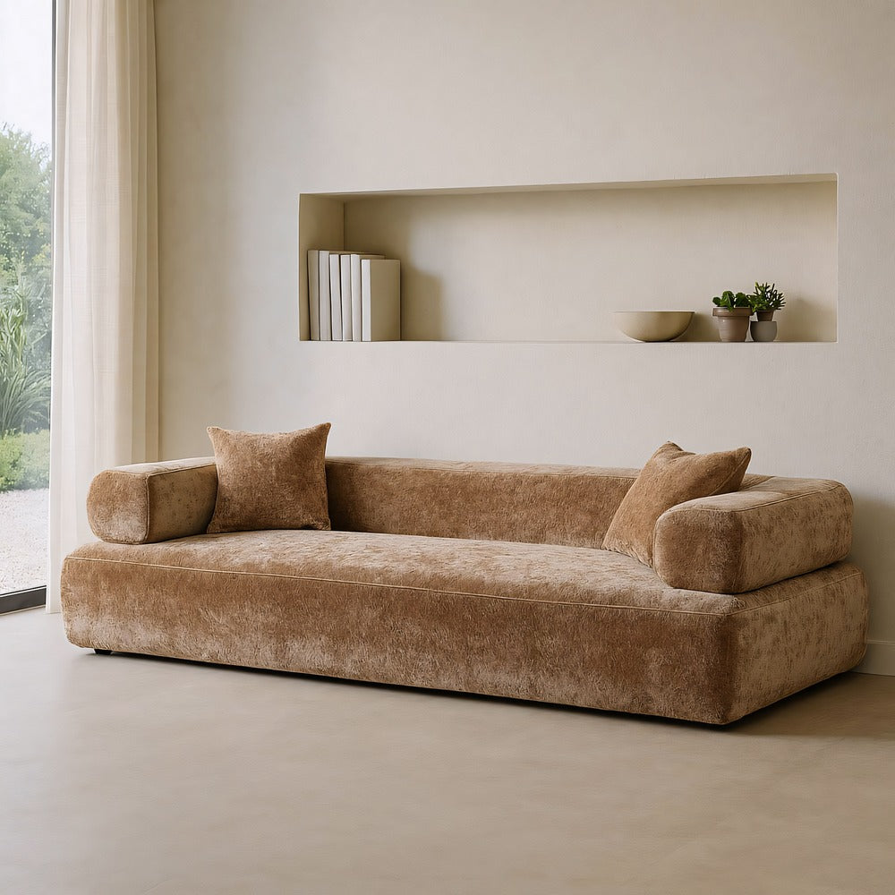 SOF� BEIGE TEJIDO SAL�N 245 X 100 X 64 CM