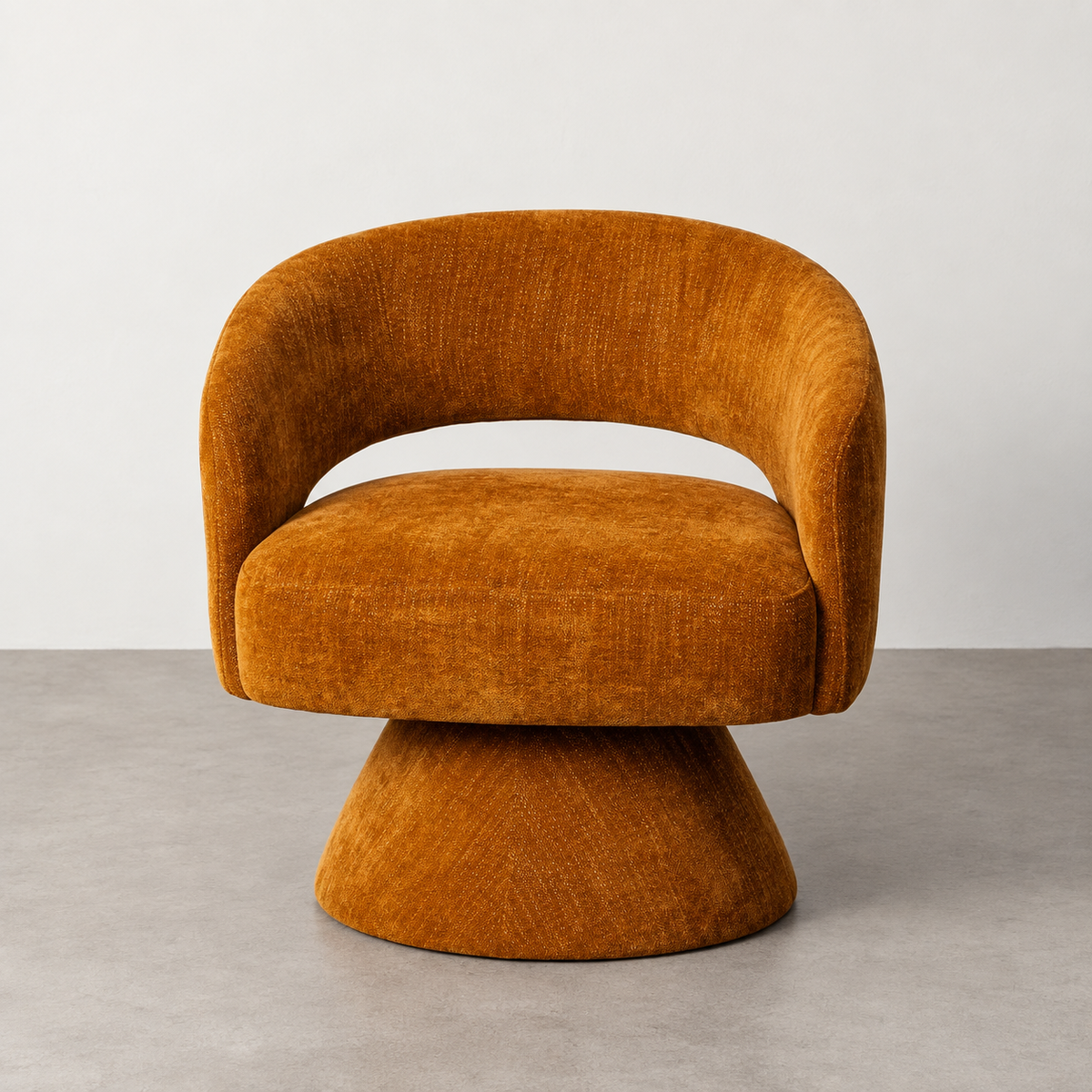 SWIVEL ARMCHAIR OCHRE FABRIC-WOOD 71 X 68 X 72 CM