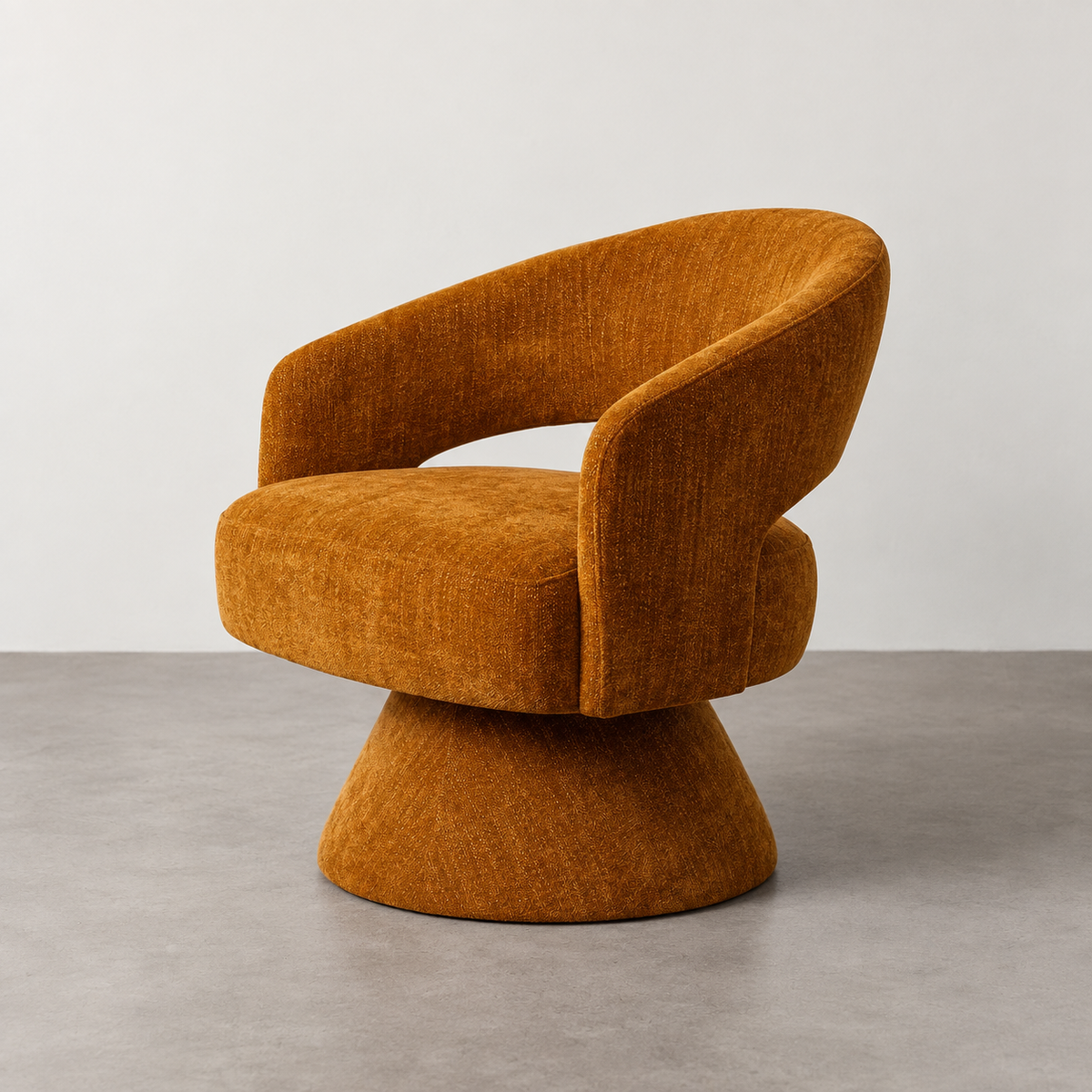 SWIVEL ARMCHAIR OCHRE FABRIC-WOOD 71 X 68 X 72 CM