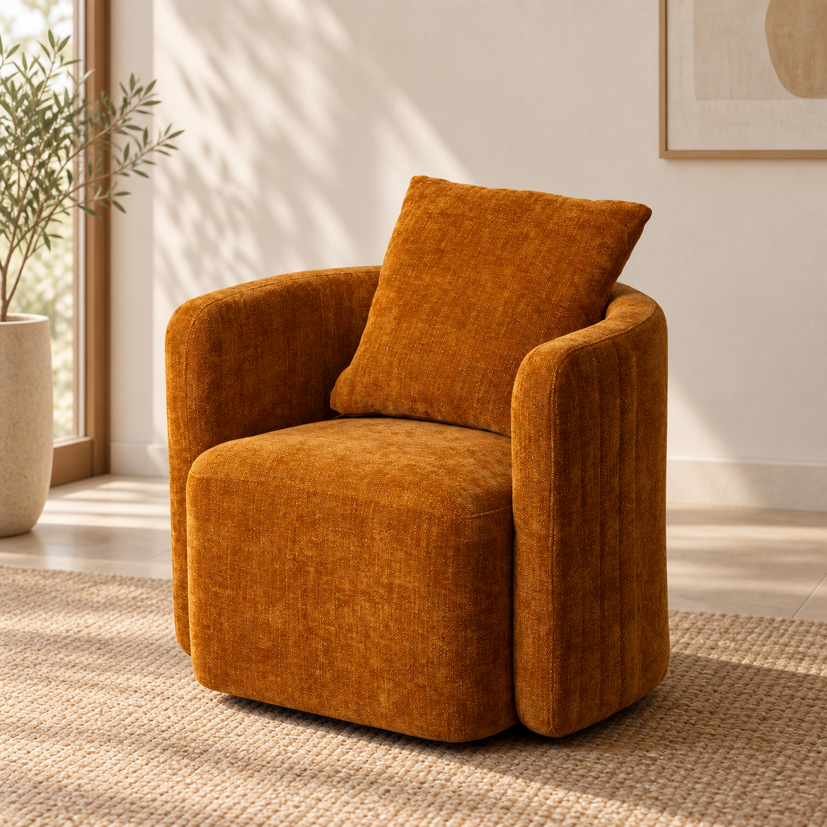 SILLÓN GIRATORIO OCRE — AMBIENTE