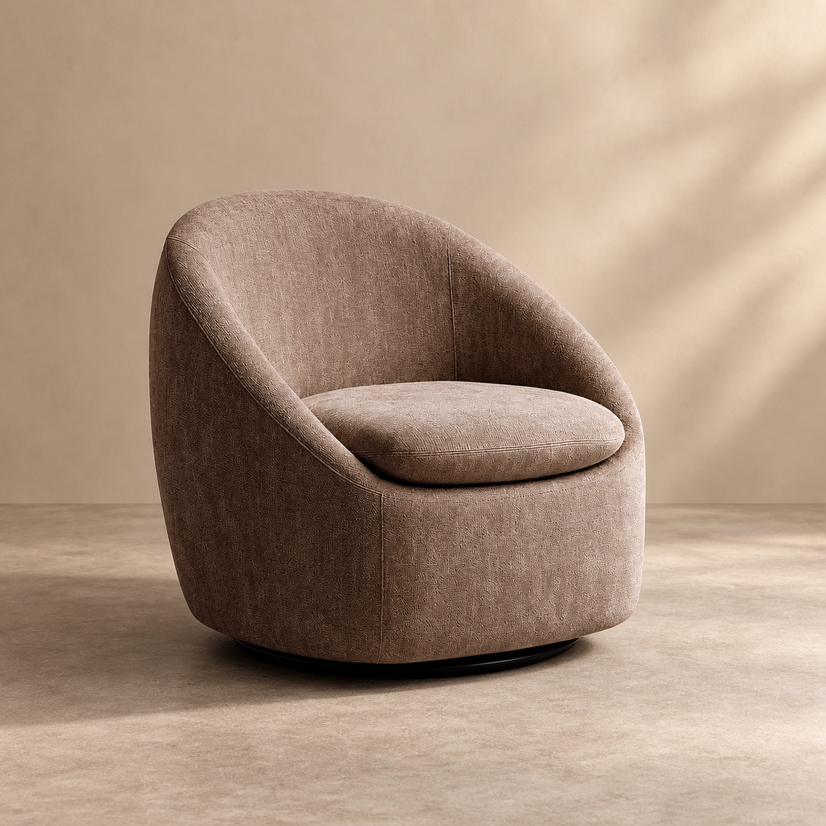 SILLÓN GIRATORIO TAUPE — VISTA 3/4