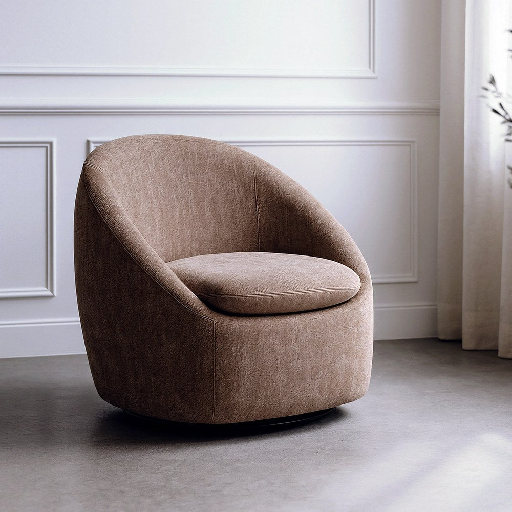 SWIVEL ARMCHAIR TAUPE FABRIC-WOOD 72 X 63 X 73 CM