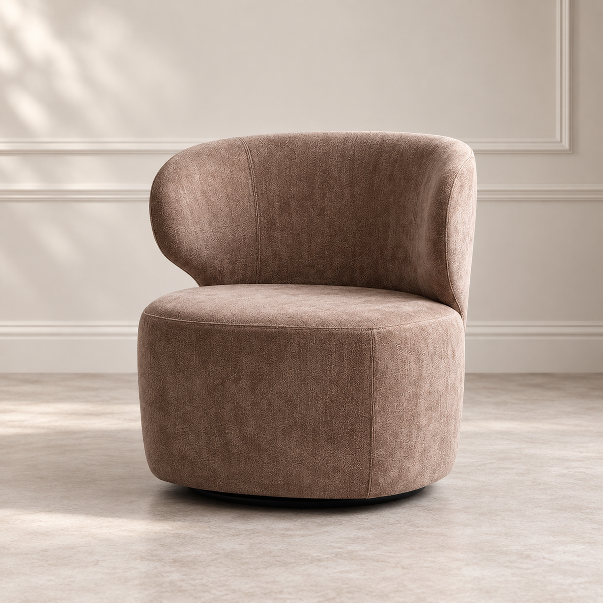 SWIVEL ARMCHAIR TAUPE FABRIC-WOOD 73 X 68 X 74 CM