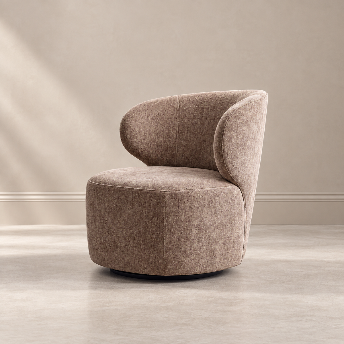 SWIVEL ARMCHAIR TAUPE FABRIC-WOOD 73 X 68 X 74 CM