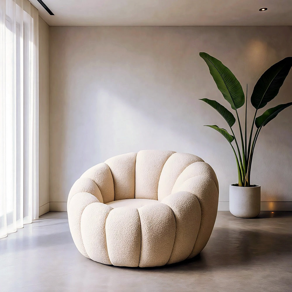 SILLÓN BEIGE TEJIDO-MADERA 92 X 89 X 61 CM