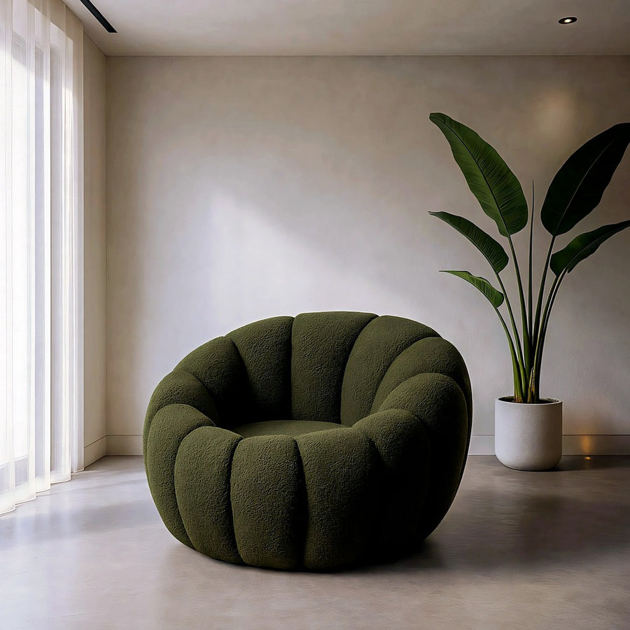 SILLÓN VERDE TEJIDO-MADERA 92 X 89 X 61 CM