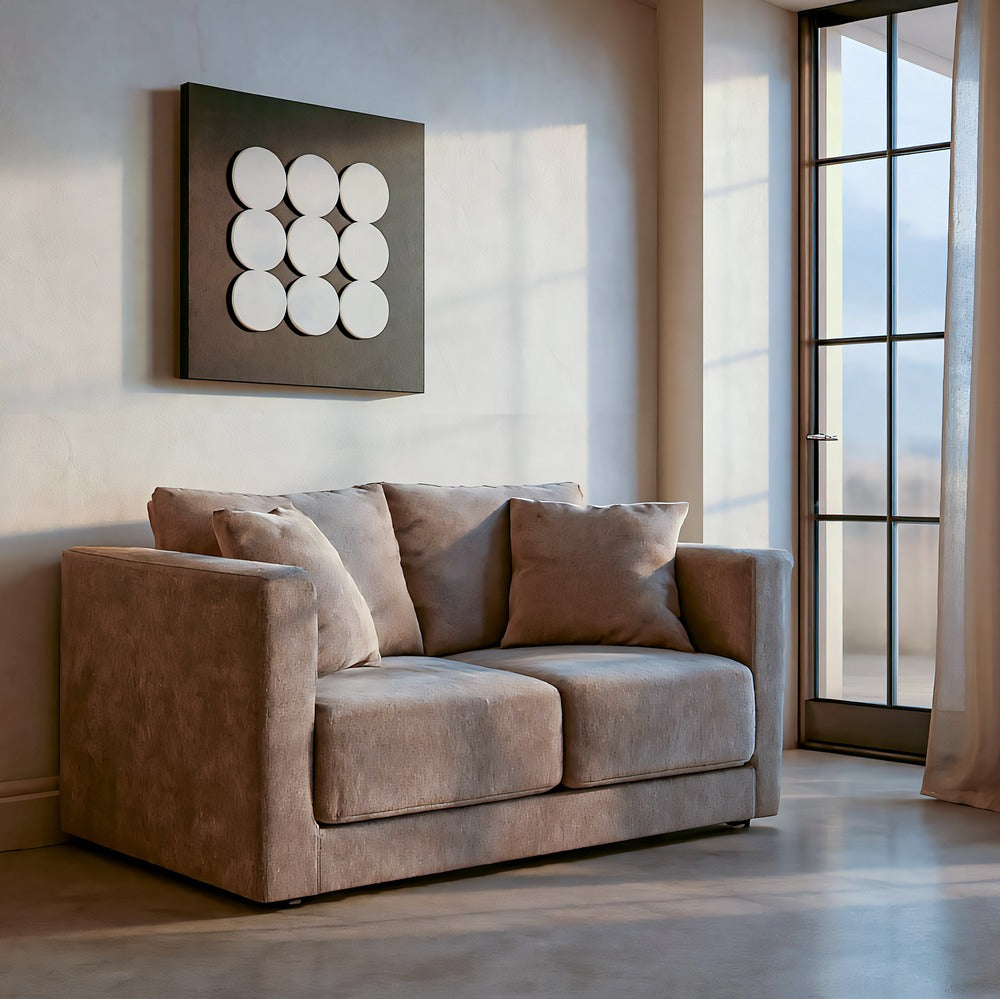 SOFÁ 2 PLAZAS TAUPE TEJIDO-MADERA 165 X 96 X 86 CM