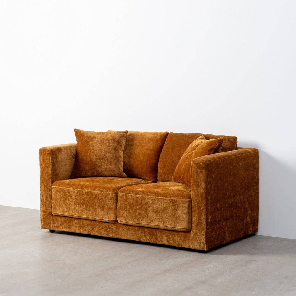 SOF� 2 PLAZAS OCRE TEJIDO-MADERA 165 X 96 X 86 CM