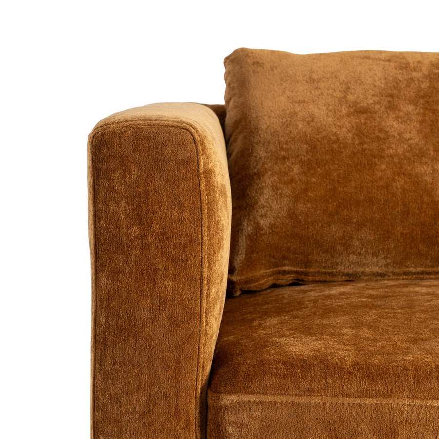 SOFÁ 2 PLAZAS OCRE TEJIDO-MADERA 165 X 96 X 86 CM