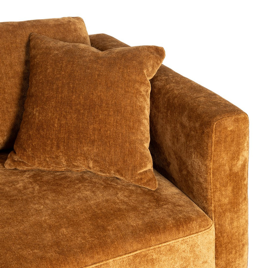 SOFÁ 3 PLAZAS OCRE TEJIDO-MADERA 210 X 96 X 86 CM