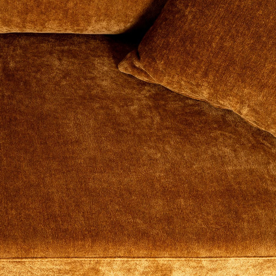 SOFÁ 3 PLAZAS OCRE TEJIDO-MADERA 210 X 96 X 86 CM