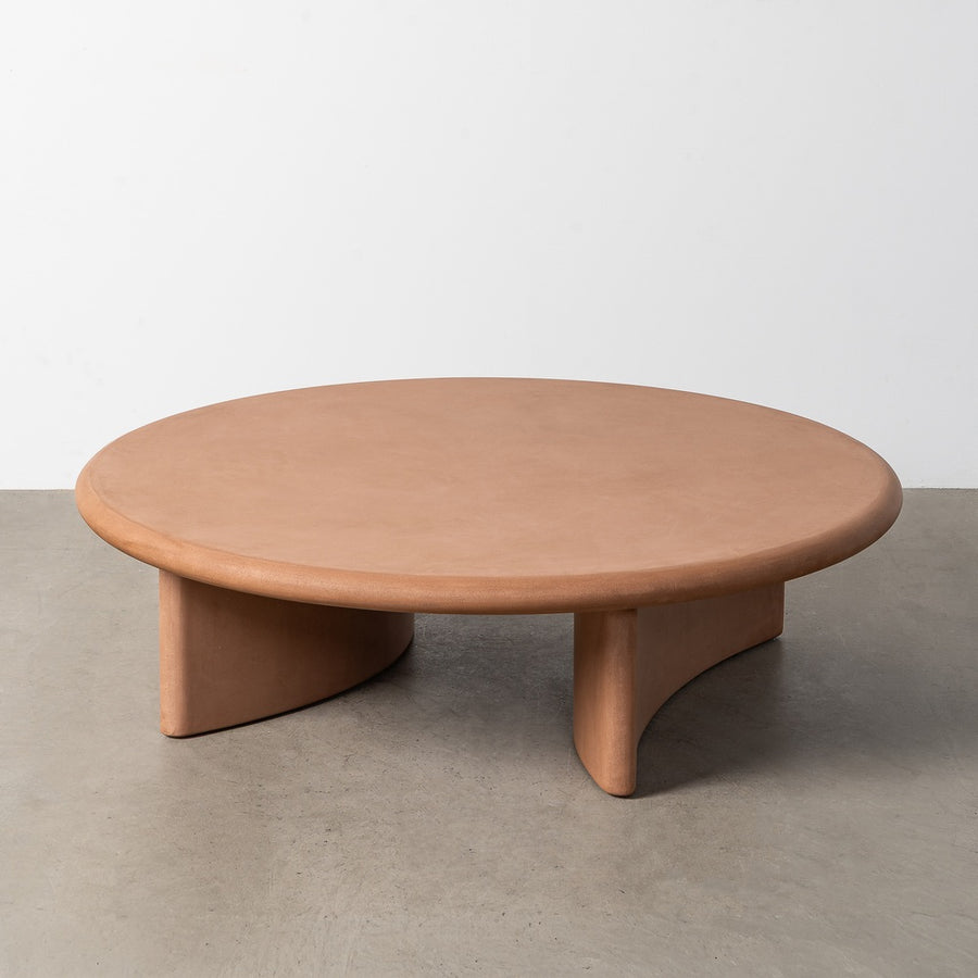 MESA CENTRO TEJA DM-MICROCEMENTO SALÓN 120 X 120 X 33 CM