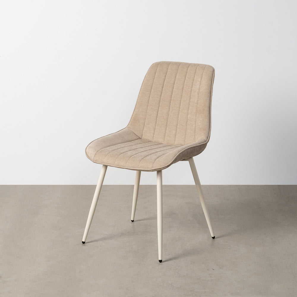BEIGE FABRIC AND METAL CONTRACT CHAIR 50 X 60 X 85 CM
