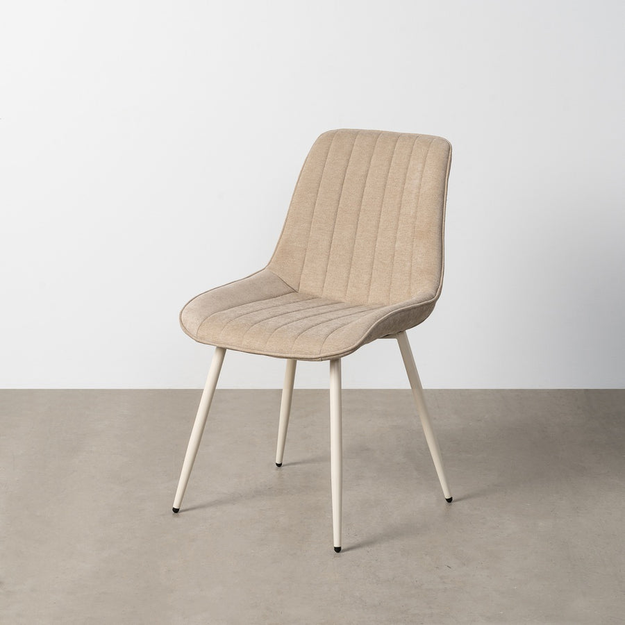 BEIGE FABRIC AND METAL CONTRACT CHAIR 50 X 60 X 85 CM