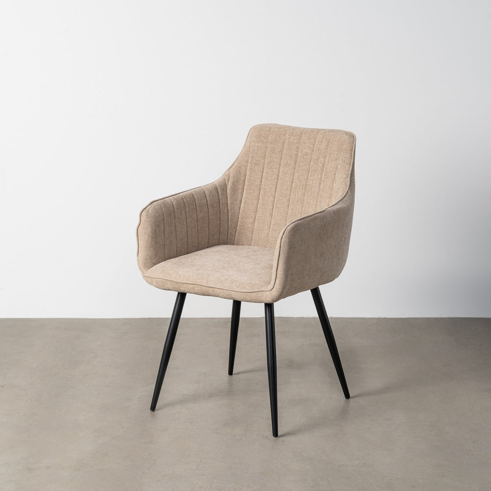 SILLA BEIGE TEJIDO-METAL SALÓN 55 X 58,50 X 84 CM
