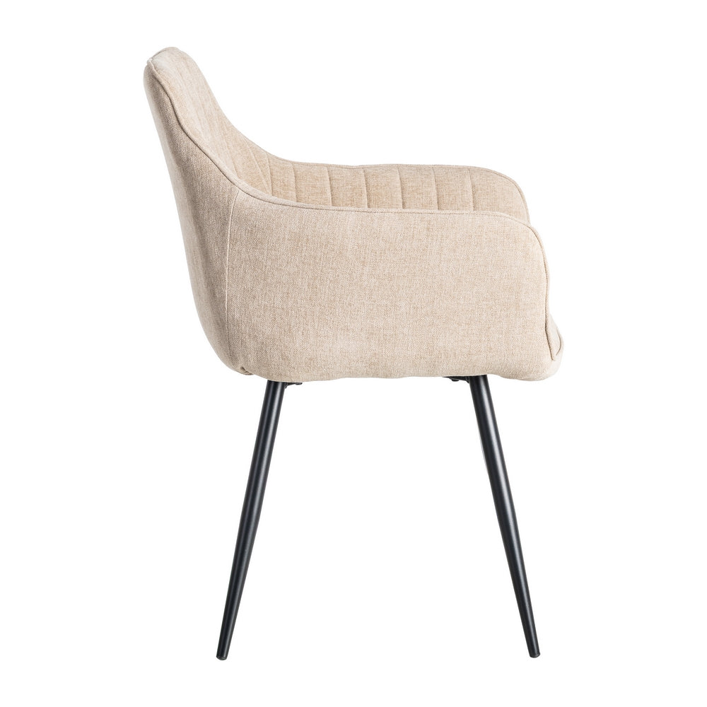 SILLA BEIGE TEJIDO-METAL SALÓN 55 X 58,50 X 84 CM