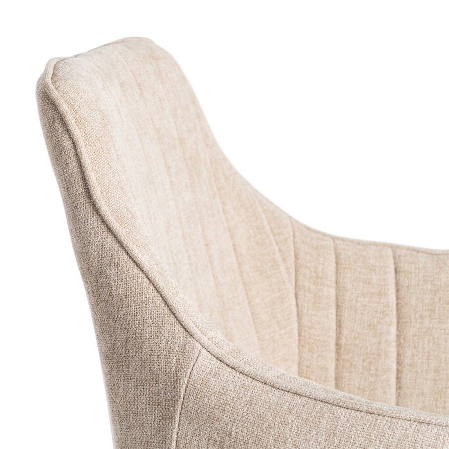 SILLA BEIGE TEJIDO-METAL SALÓN 55 X 58,50 X 84 CM