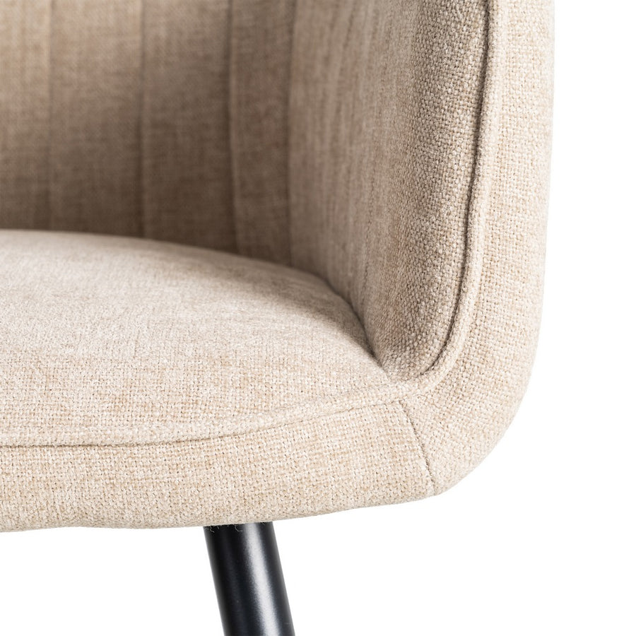 SILLA BEIGE TEJIDO-METAL SALÓN 55 X 58,50 X 84 CM