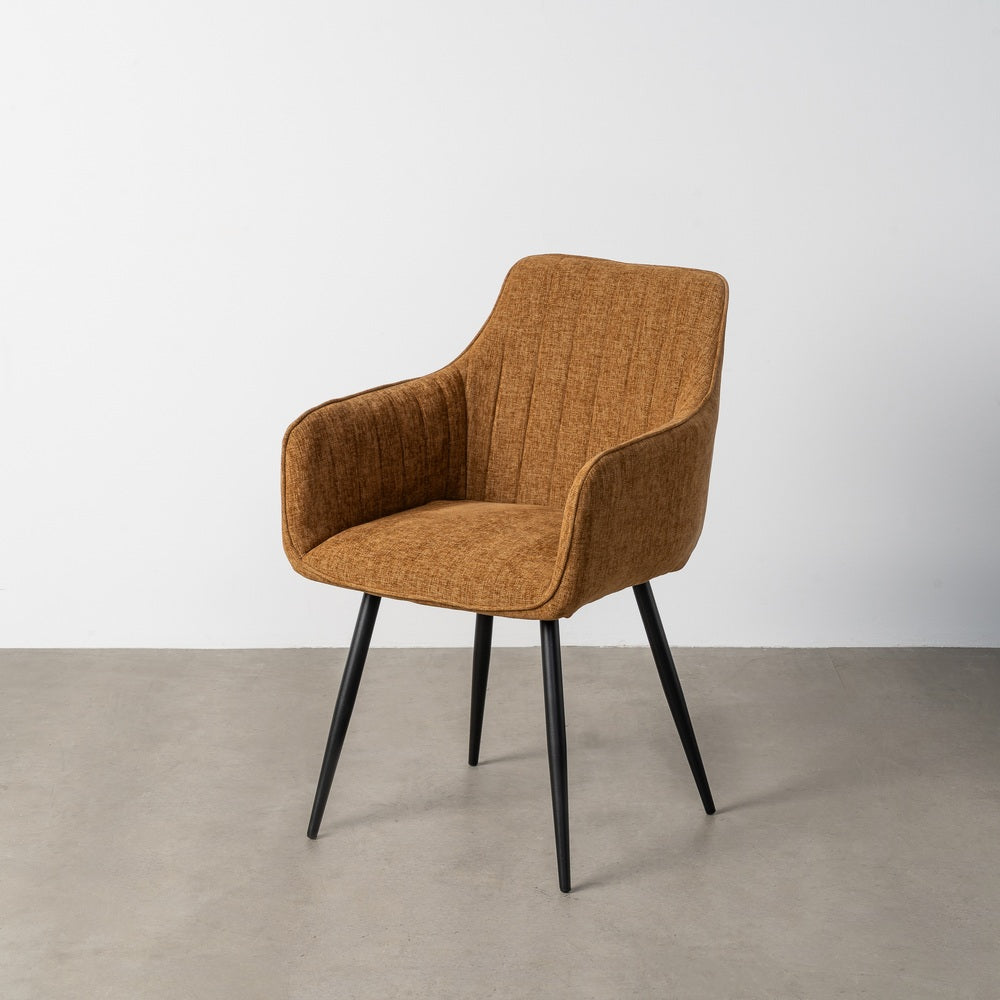 SILLA MARRÓN TEJIDO-METAL SALÓN 55 X 58,50 X 84 CM