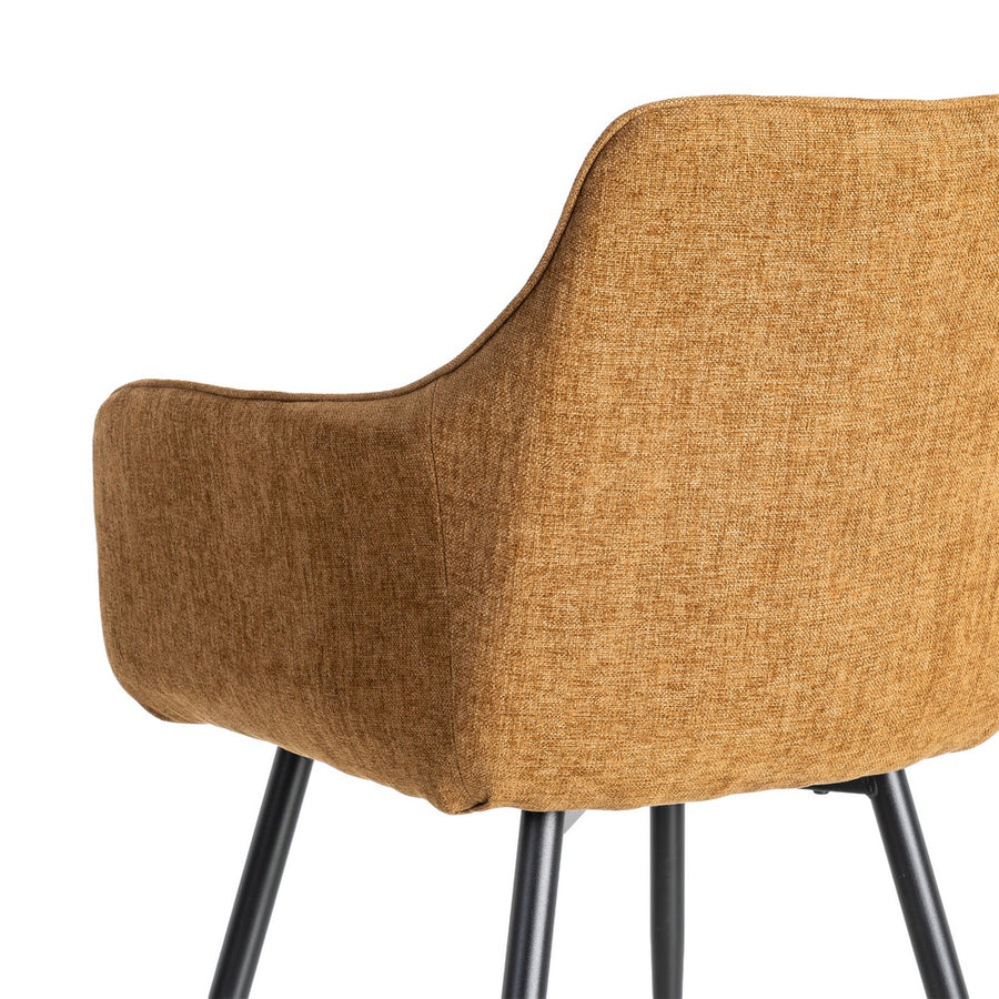 BROWN FABRIC-METAL LOUNGE CHAIR 55 X 58.50 X 84 CM