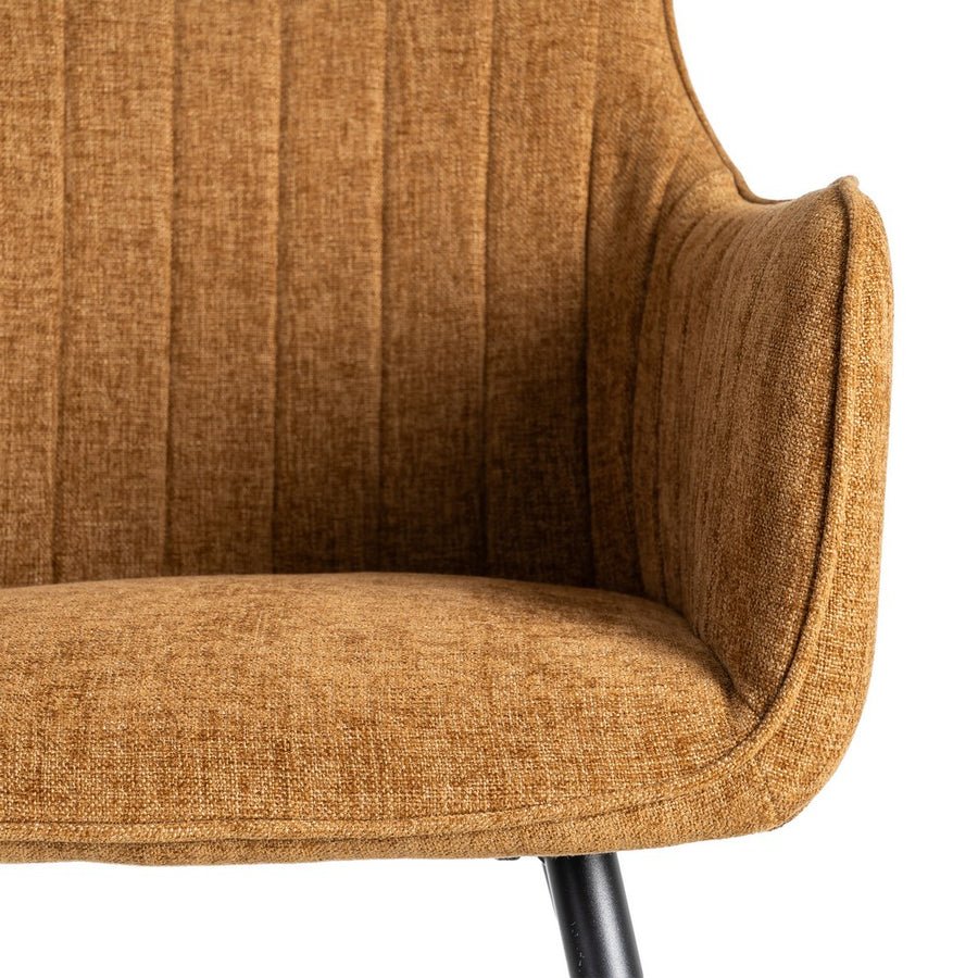BROWN FABRIC-METAL LOUNGE CHAIR 55 X 58.50 X 84 CM