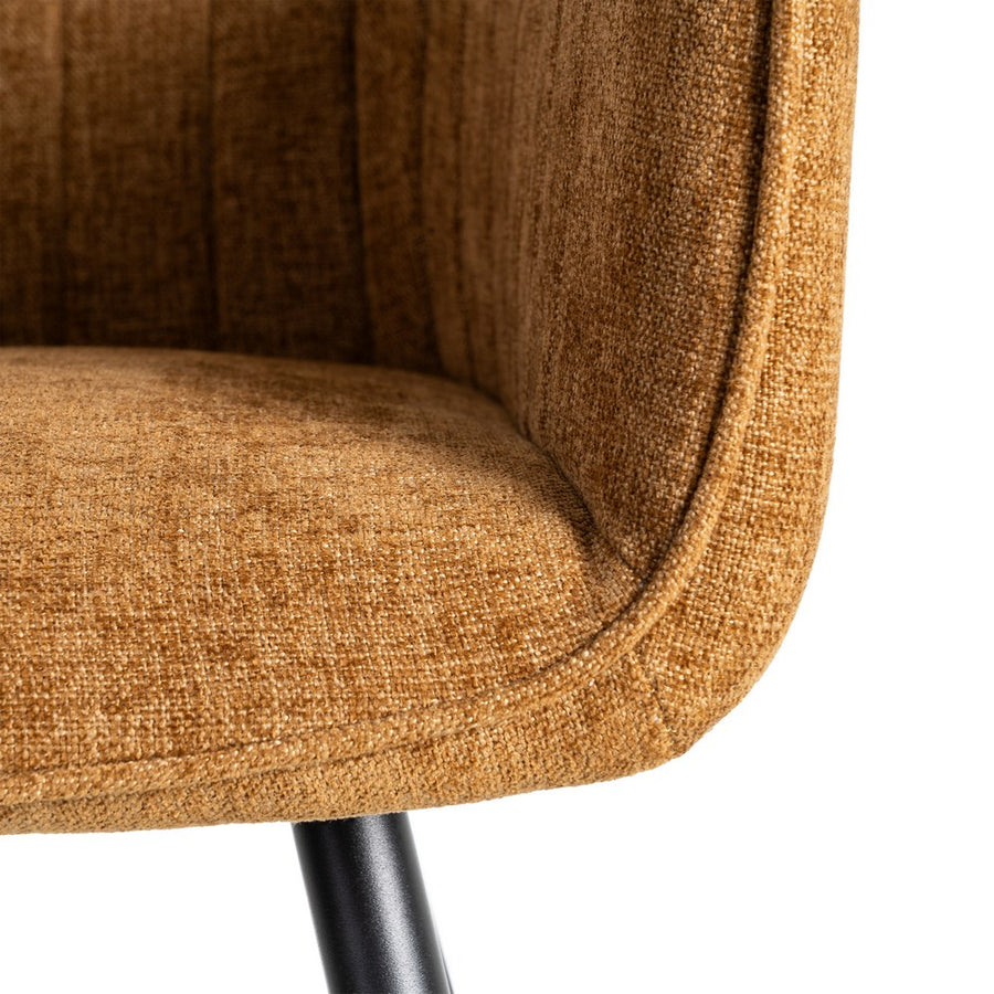 BROWN FABRIC-METAL LOUNGE CHAIR 55 X 58.50 X 84 CM