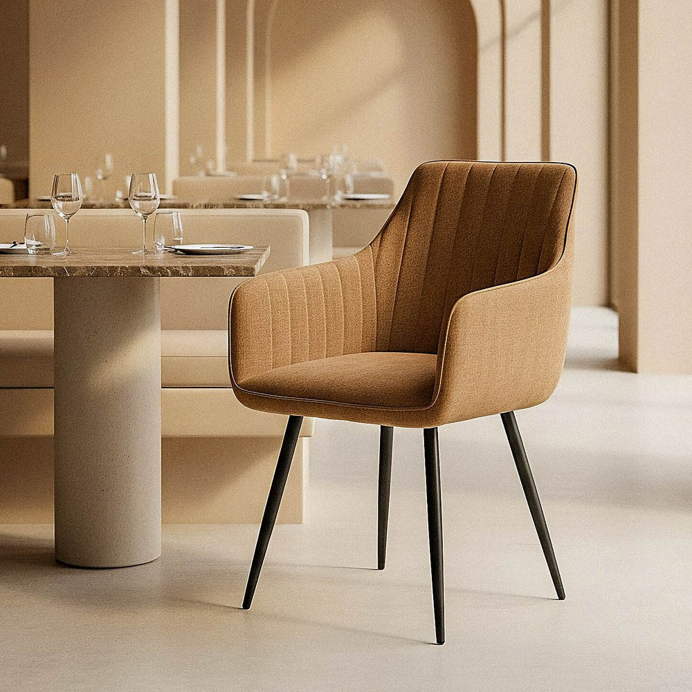 SILLA MARRÓN TEJIDO-METAL SALÓN 55 X 58,50 X 84 CM