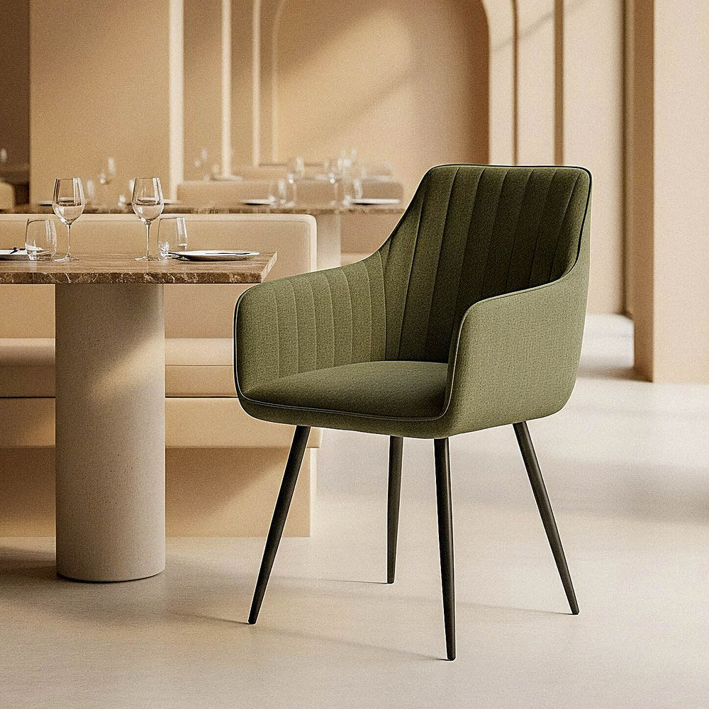 SILLA VERDE TEJIDO-METAL SALÓN 55 X 58,50 X 84 CM