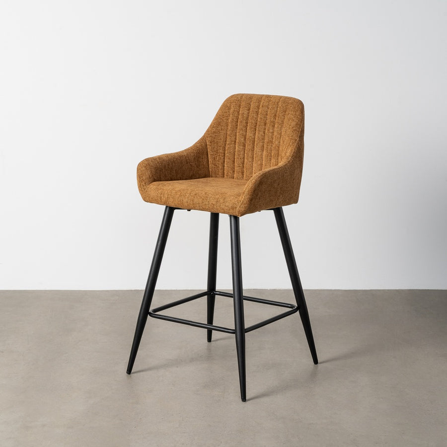 BROWN FABRIC-METAL STOOL LIVING ROOM 47 X 47 X 93 CM