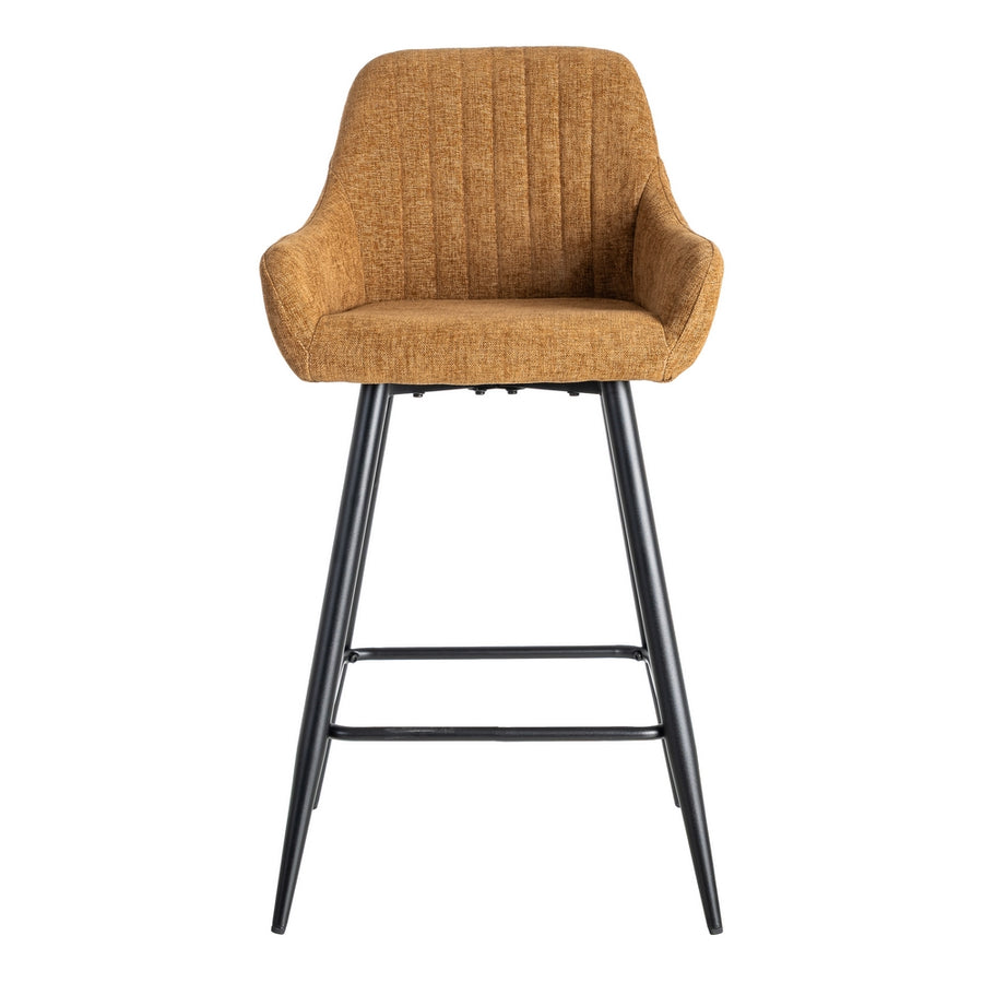 BROWN FABRIC-METAL STOOL LIVING ROOM 47 X 47 X 93 CM