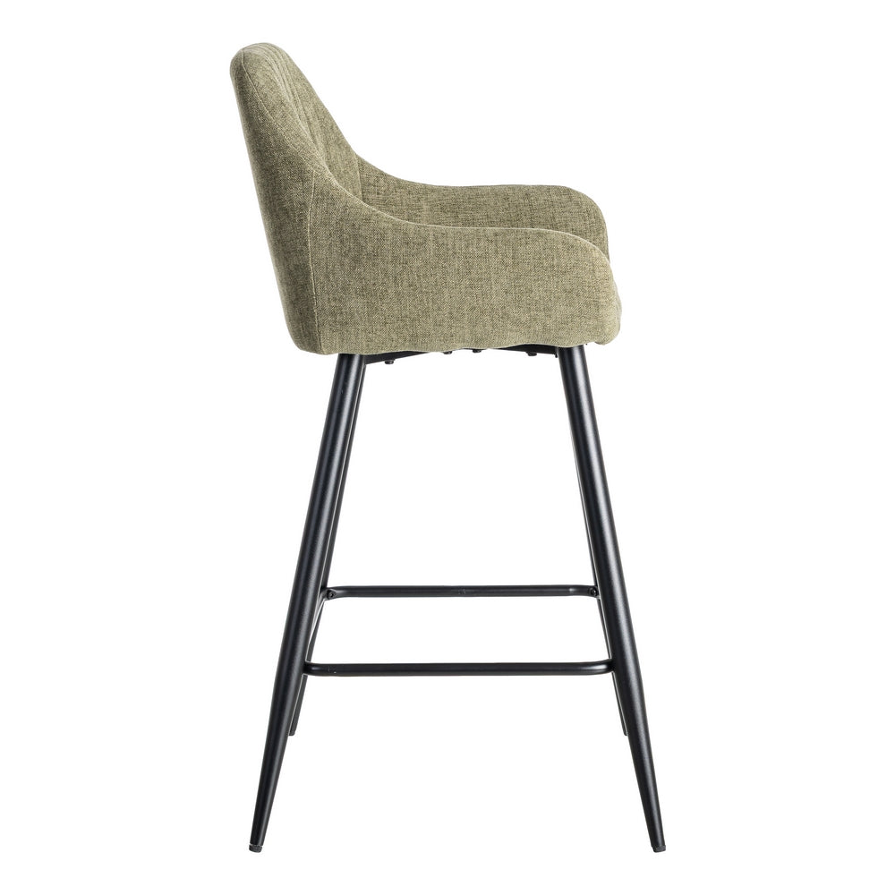 TABURETE VERDE TEJIDO-METAL SALÓN 47 X 47 X 93 CM