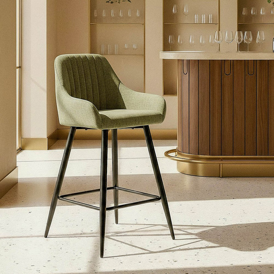 TABURETE VERDE TEJIDO-METAL SALÓN 47 X 47 X 93 CM
