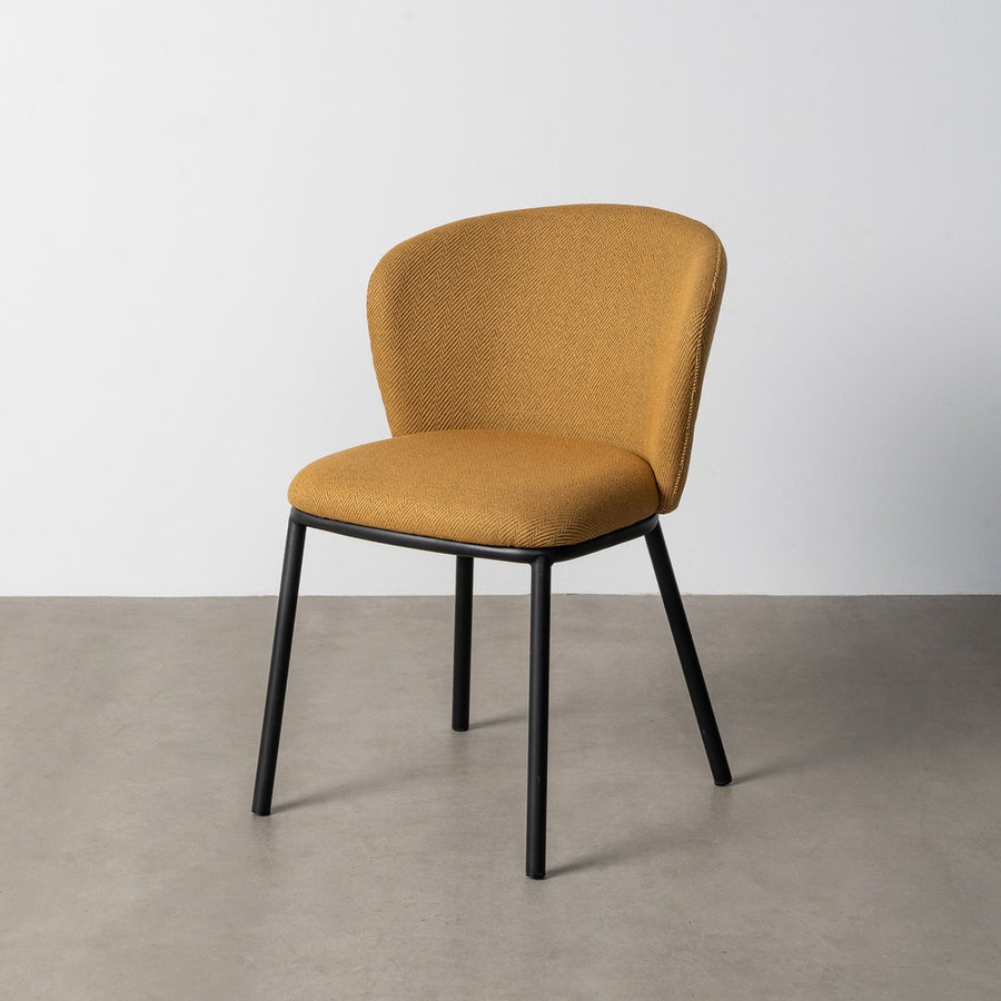 SILLA ESPIGA MOSTAZA TEJIDO-METAL SALÓN 55 X 55 X 78 CM