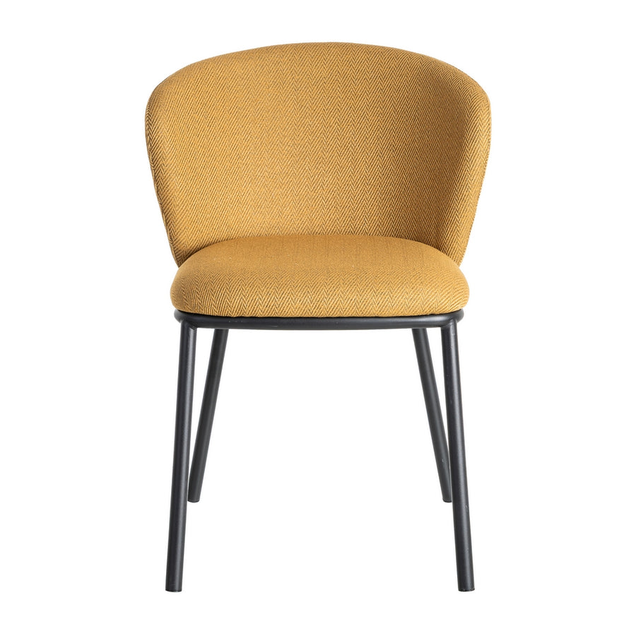 SILLA ESPIGA MOSTAZA TEJIDO-METAL SALÓN 55 X 55 X 78 CM