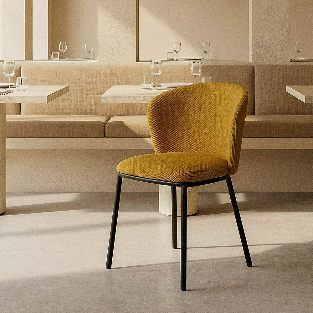 SILLA ESPIGA MOSTAZA TEJIDO-METAL SAL�N 55 X 55 X 78 CM