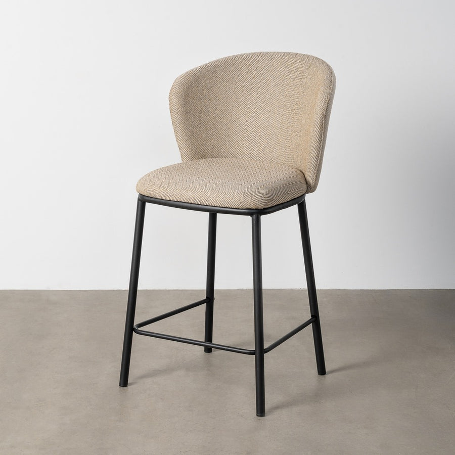 TABURETE ESPIGA BEIGE TEJIDO-METAL SALÓN 55 X 55 X 96 CM